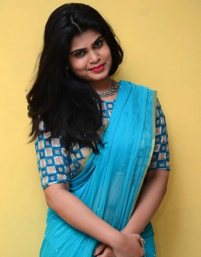 Actress Alekhya Saree Photos Alekhya In Blue Saree Hot Stills