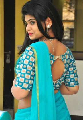 Actress Alekhya Saree Photos Alekhya In Blue Saree Hot Stills