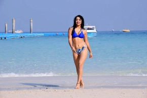 Actress Anketa Maharana Wears Blue Color Bikini At A Beach