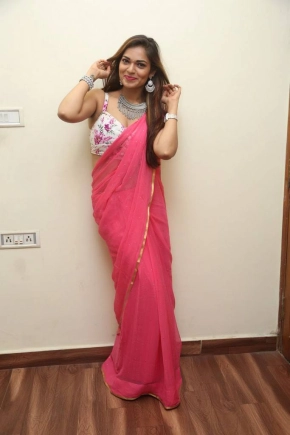 Actress Ashwini In Pink Saree Photos