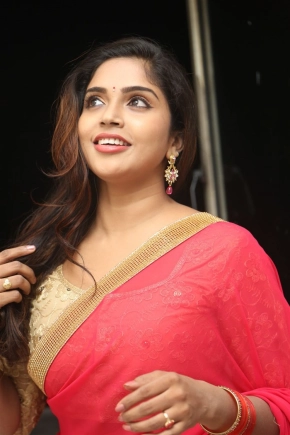 Actress Karunya Chowdary In Red Saree Photos