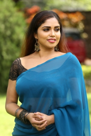 Actress Karunya Chowdary Blue Saree Photos