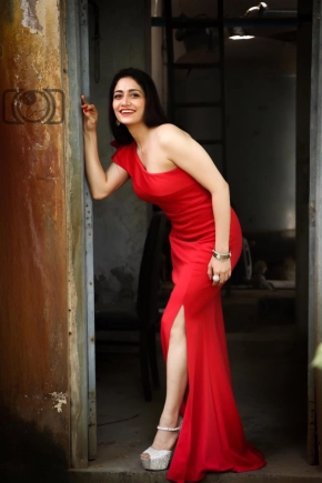 Actress Komal Sharma Stunning Look In Red Dress Photoshoots Images