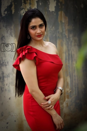 Actress Komal Sharma Stunning Look In Red Dress Photoshoots Images