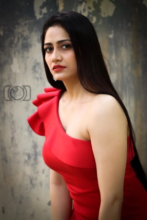 Actress Komal Sharma Stunning Look In Red Dress Photoshoots Images