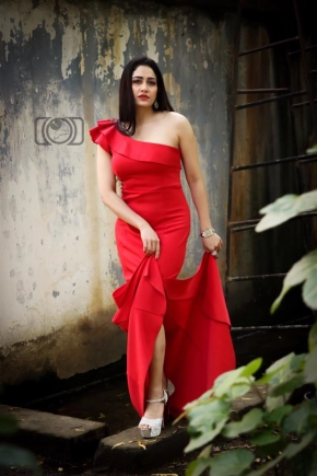 Actress Komal Sharma Stunning Look In Red Dress Photoshoots Images