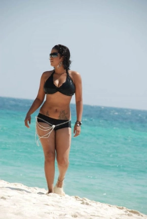 Actress Mumaith Khan In Black Color Bikini Dress Photos