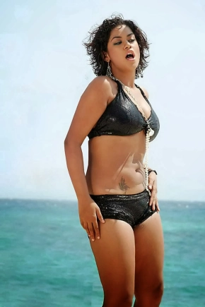 Actress Mumaith Khan In Black Color Bikini Dress Photos