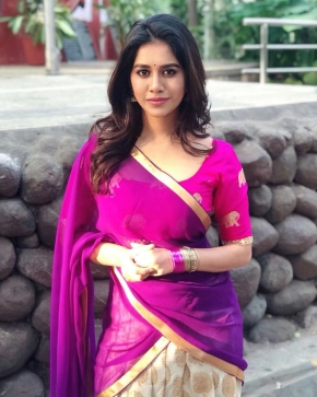 Actress Nabha Natesh Half Saree Photos Cute Saree Stills