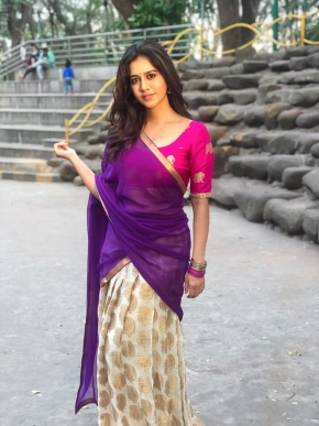 Actress Nabha Natesh Half Saree Photos Cute Saree Stills