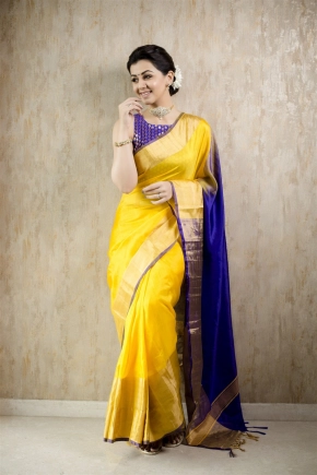 Actress Nikki Galrani In Beautiful Yellow Saree Photos Gallery