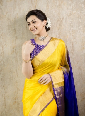 Actress Nikki Galrani In Beautiful Yellow Saree Photos Gallery