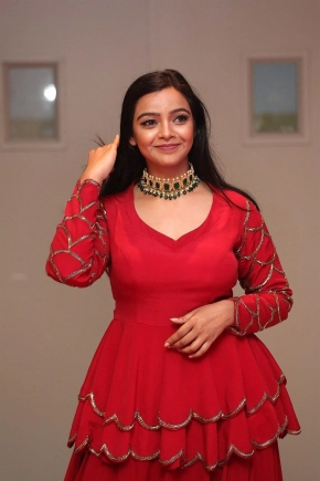 Actress Nithya Shetty In Red Dress Photos