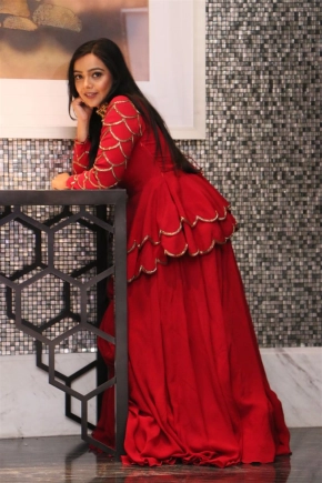 Actress Nithya Shetty In Red Dress Photos