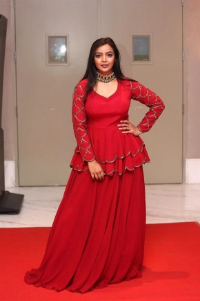 Actress Nithya Shetty In Red Dress Photos