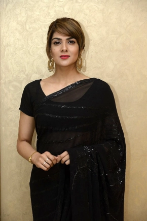 Actress Sakshi Chaudhary Black Saree Photos