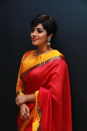 Actress Shamna Kasim (Poorna) In Red Saree Stills