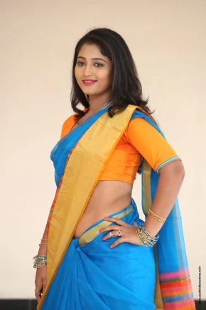 Actress Teja Reddy Hot Navel Show In Saree Photos