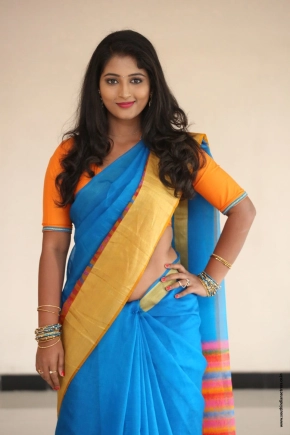 Actress Teja Reddy Hot Navel Show In Saree Photos