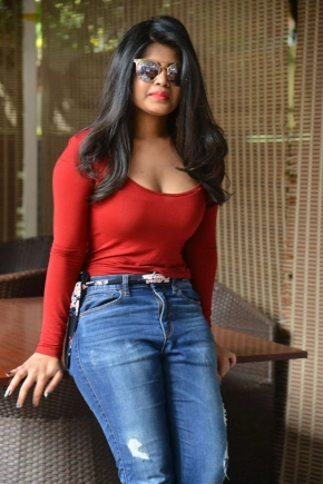 Alekhya Kondapalli In Red Dress Hot Photos