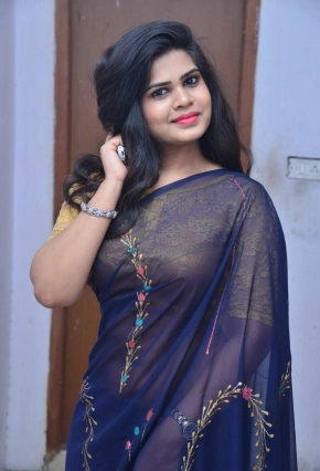 Actress Alekhya Kondapalli In Saree Stills