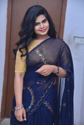 Actress Alekhya Kondapalli In Saree Stills