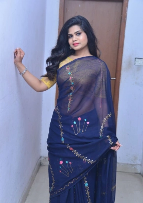 Actress Alekhya Kondapalli In Saree Stills