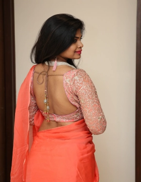 Actress Alekhya Kondapalli In Saree Stills