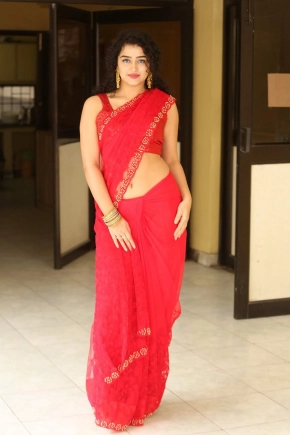 Anketa Maharana In Red Saree Hot Naval Stills