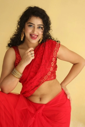 Anketa Maharana In Red Saree Hot Naval Stills