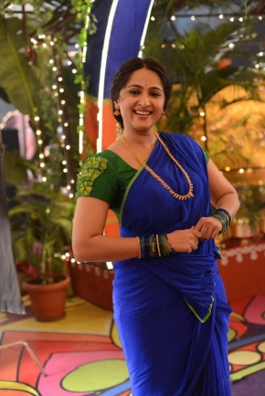 Anushka Shetty In Blue Saree Stills