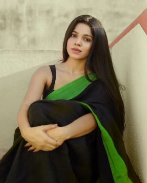 Divya Bharathi In Black Saree Photos