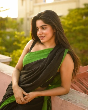 Divya Bharathi In Black Saree Photos