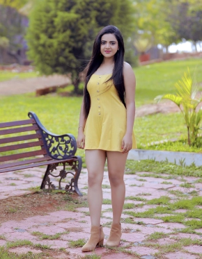 Harshitha Gowda In Yellow Dress Hot Stills