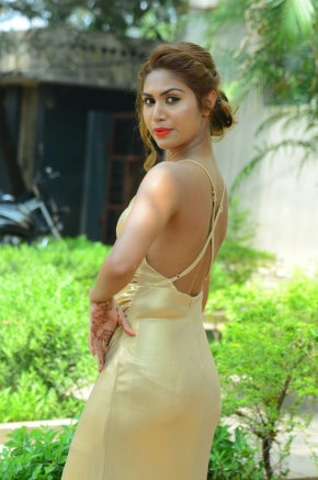 Nishi Ganda In Golden Dress Glamour Photos