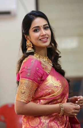 Nivetha Pethuraj In Traditional Red Saree