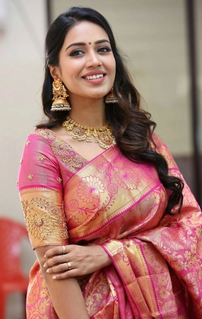 Nivetha Pethuraj In Traditional Red Saree