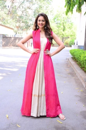 Rakul Preet Singh In Pink Dress Cool And Stylish Look Photoshoot