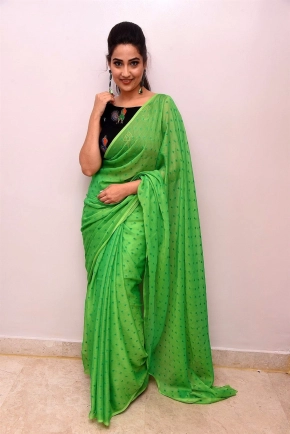 Telugu Anchor Manjusha In Green Saree Photos